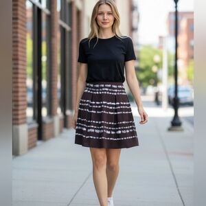 Vera Wang Simply Vera  Brown Print Mini Skirt sz 14